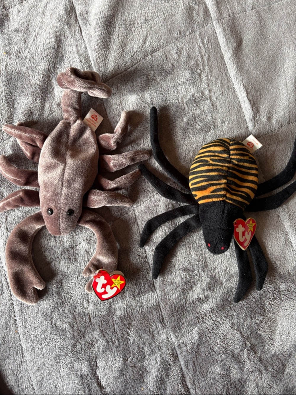 Ty Plush Crab and Striped Spider - Brown, Black & Yellow